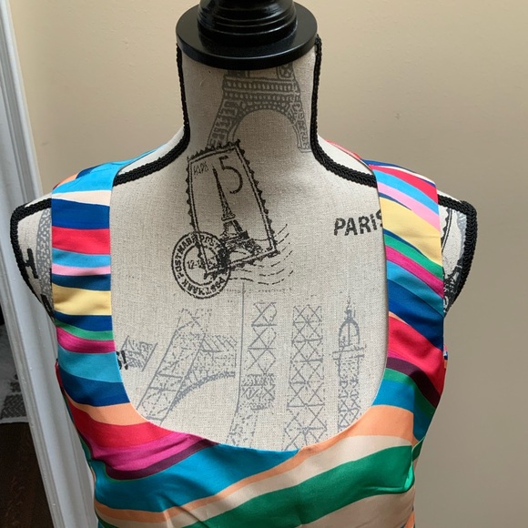 VALENTINO GARAVANI S.P.A. RED Multicolour Wave Knee Length Dress Women SZ Medium - Picture 11 of 16